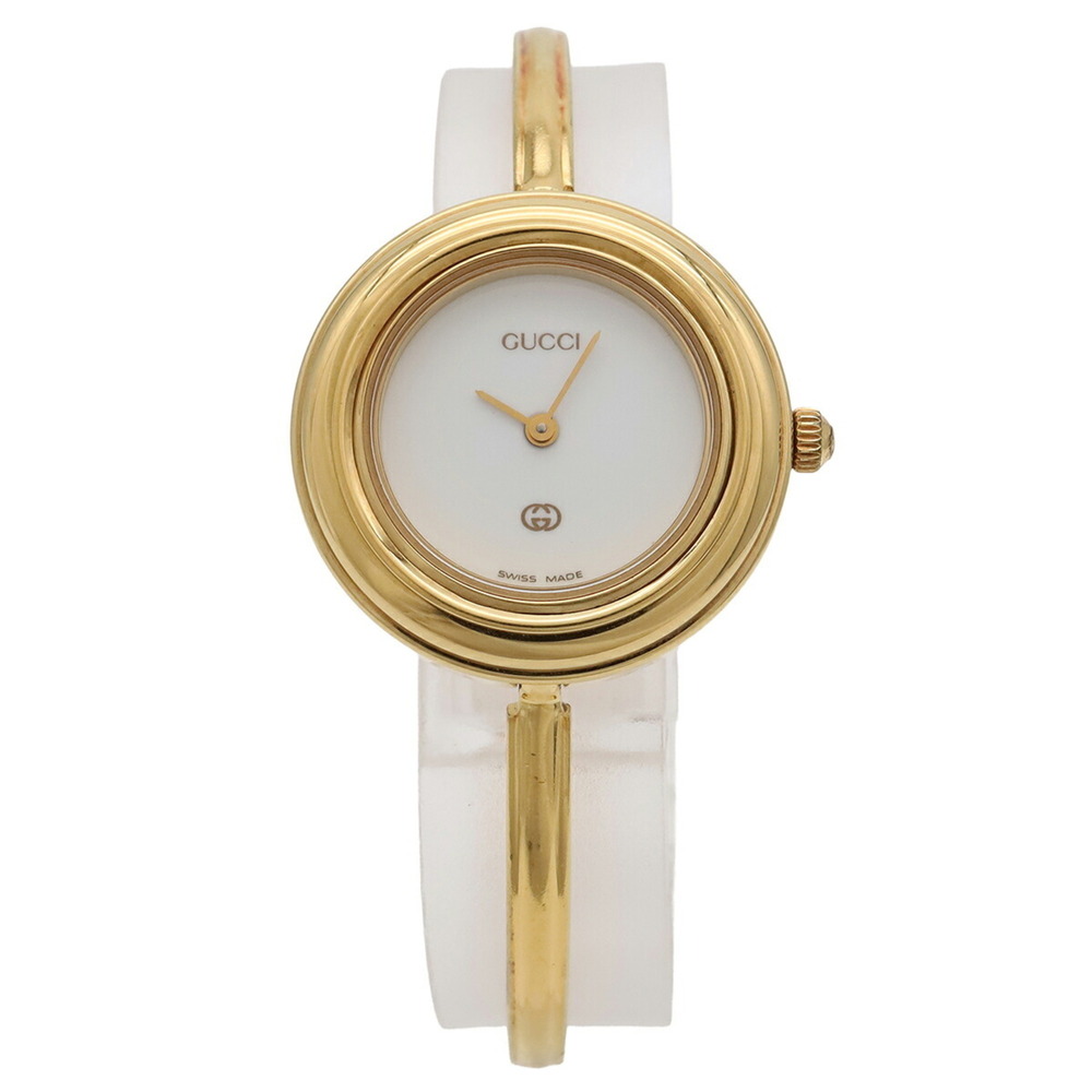 GUCCI Gucci Change Bezel White Dial GP Ladies Quartz Watch 11 12